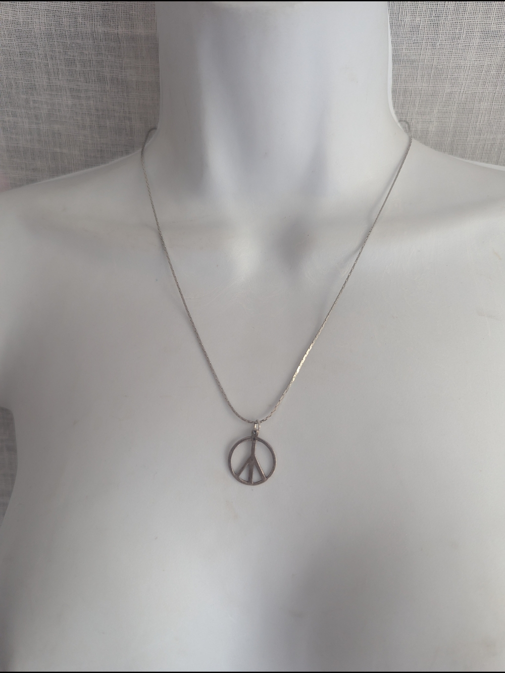 Sterling Silver Peace Sign Pendant 19" Necklace
